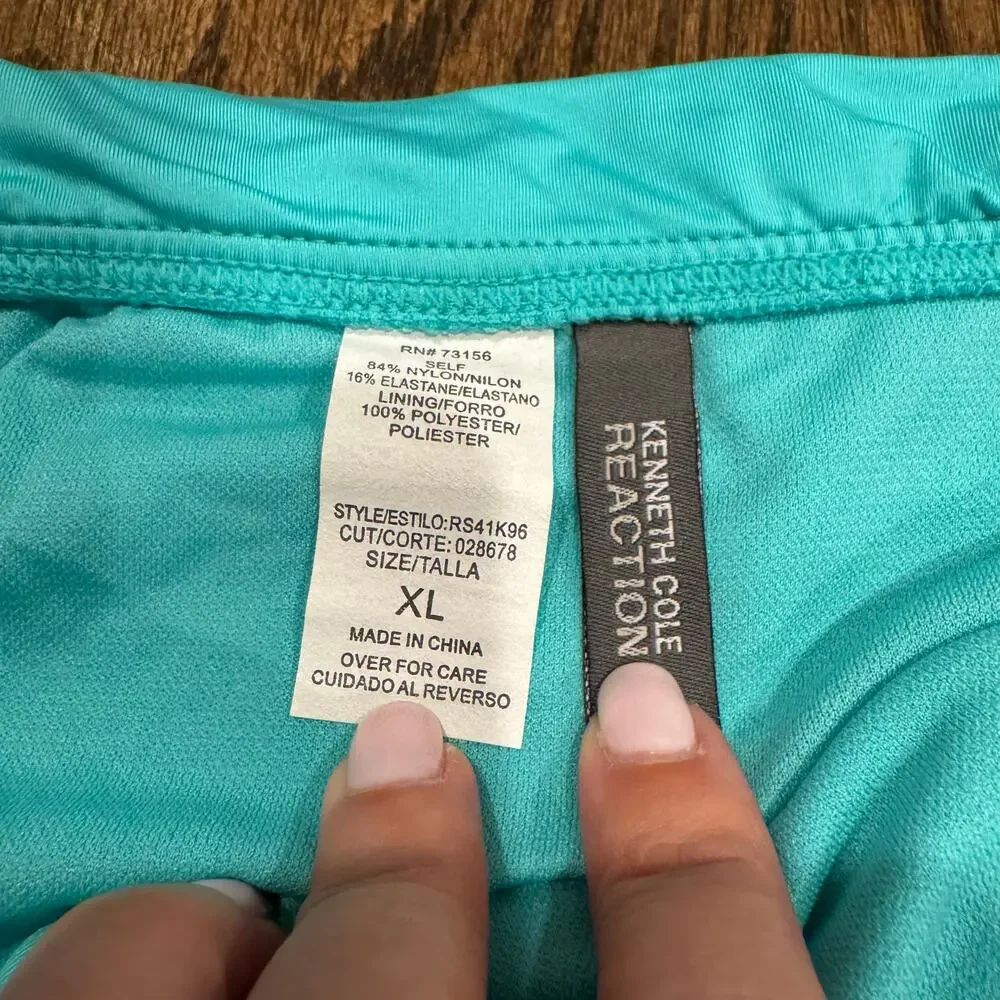 Kenneth Cole Womens Teal Green Fold Over Bikini Brief Swim Suit Bottom Size XL